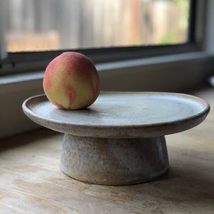 9” handmade stoneware cake stand, serving stand